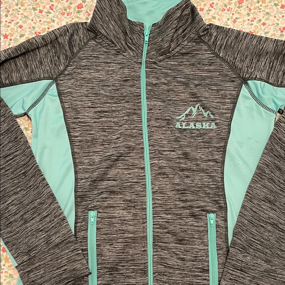 NWT Crazy Apparel Charcoal and Mint Zip-Up Jacket Sz M